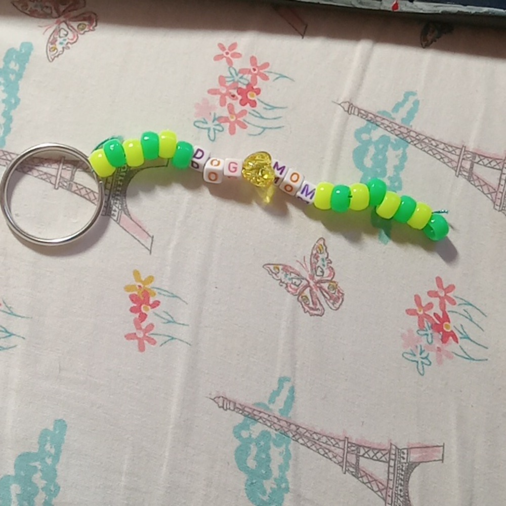 Neon Dog Mom Keychain